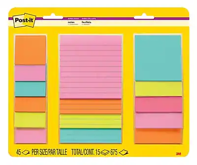 Post-it
45 PER SIZE/PAR TALLE
TOTAL/CONT. 15 675
3M