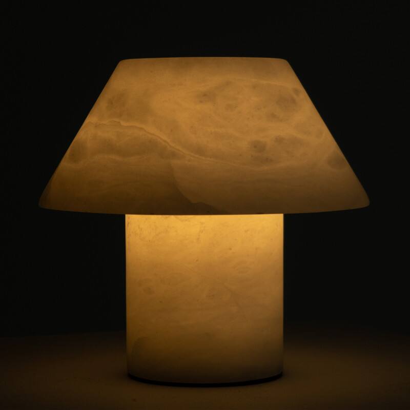 Alt View 8. Brightech - Alora LED Stone Modern Industrial Empire Bedside Nightstand Desk Lamp - Marbled Natural White Alabaster.
