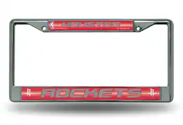 Rico Industries - Houston Rockets NBA Sparkly Glitter Bling Look Chrome License Plate Frame - Multi