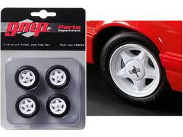 Pony Wheels and Tires Set of 4 pieces from "1992 Ford Mustang LX" 1/18 by GMP - Black & White