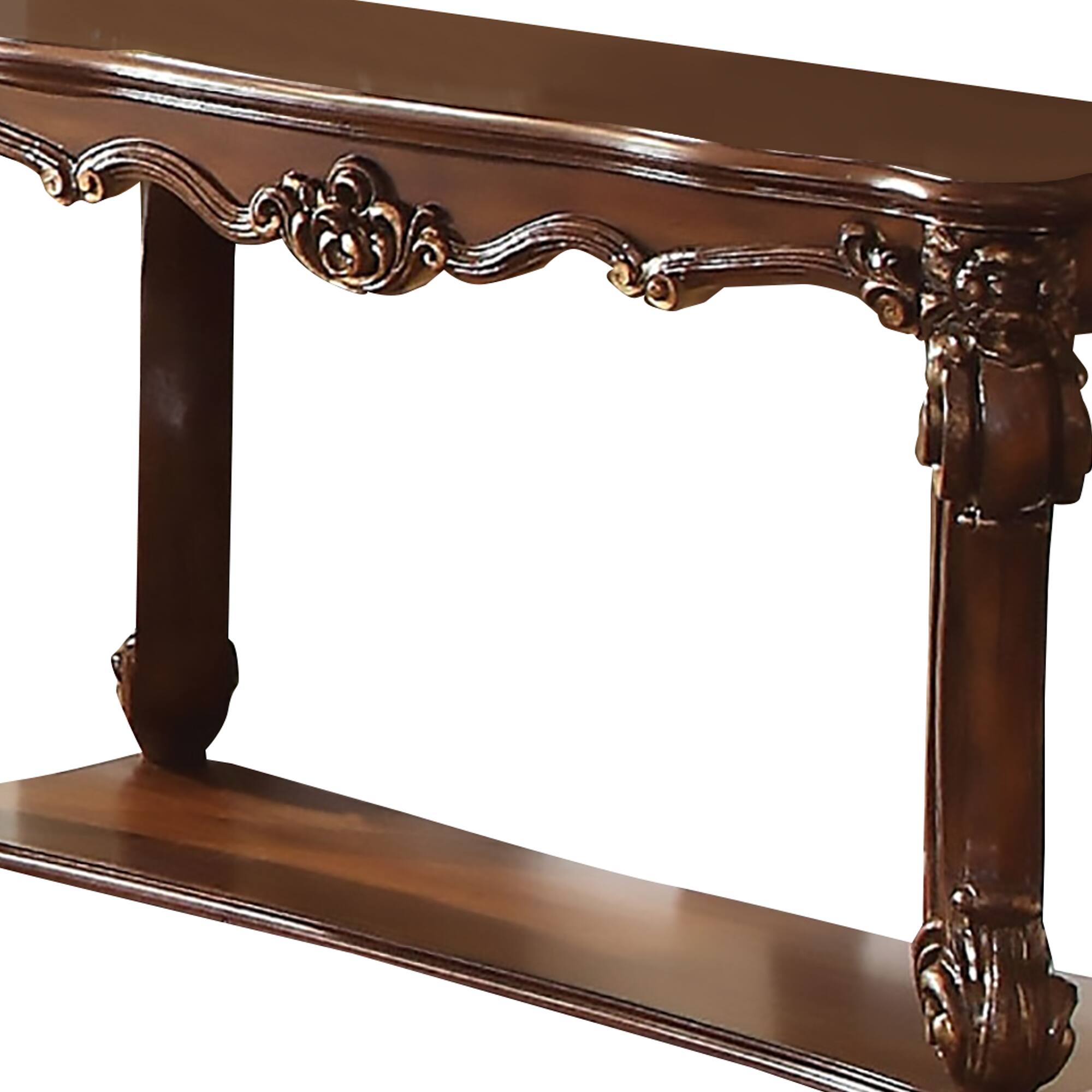 Alt View 2. Manhattan Lane - Rectangular Sofa Table With Scrolled Leg And Bottom Shelf - Brown.