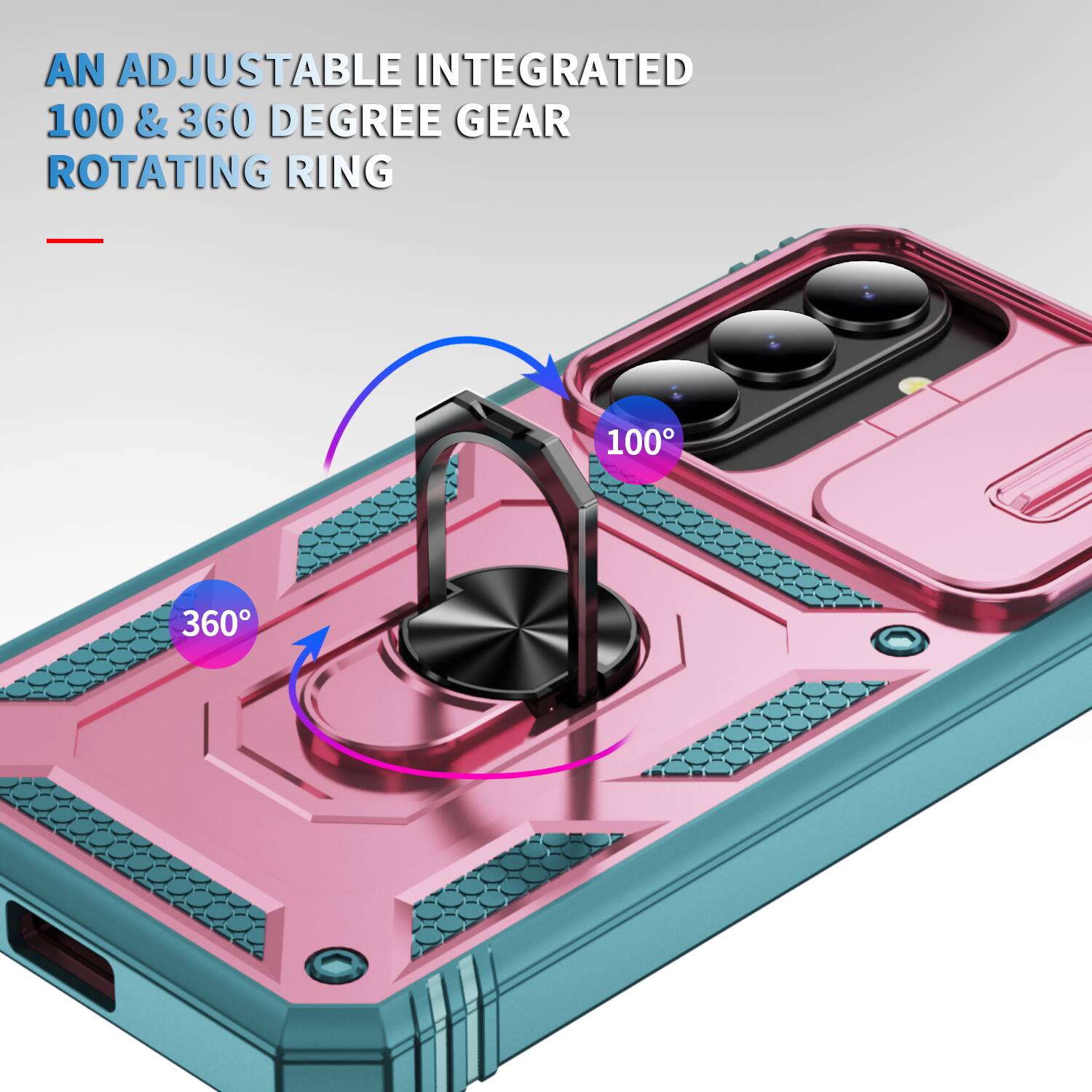 AN ADJUSTABLE INTEGRATED 100 & 360 DEGREE GEAR ROTATING RING