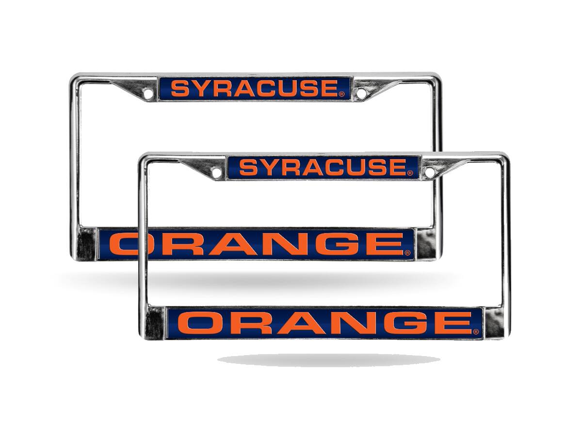 Syracuse Orange Chrome Metal Laser Cut License Plate Frame - Set of Two Frames