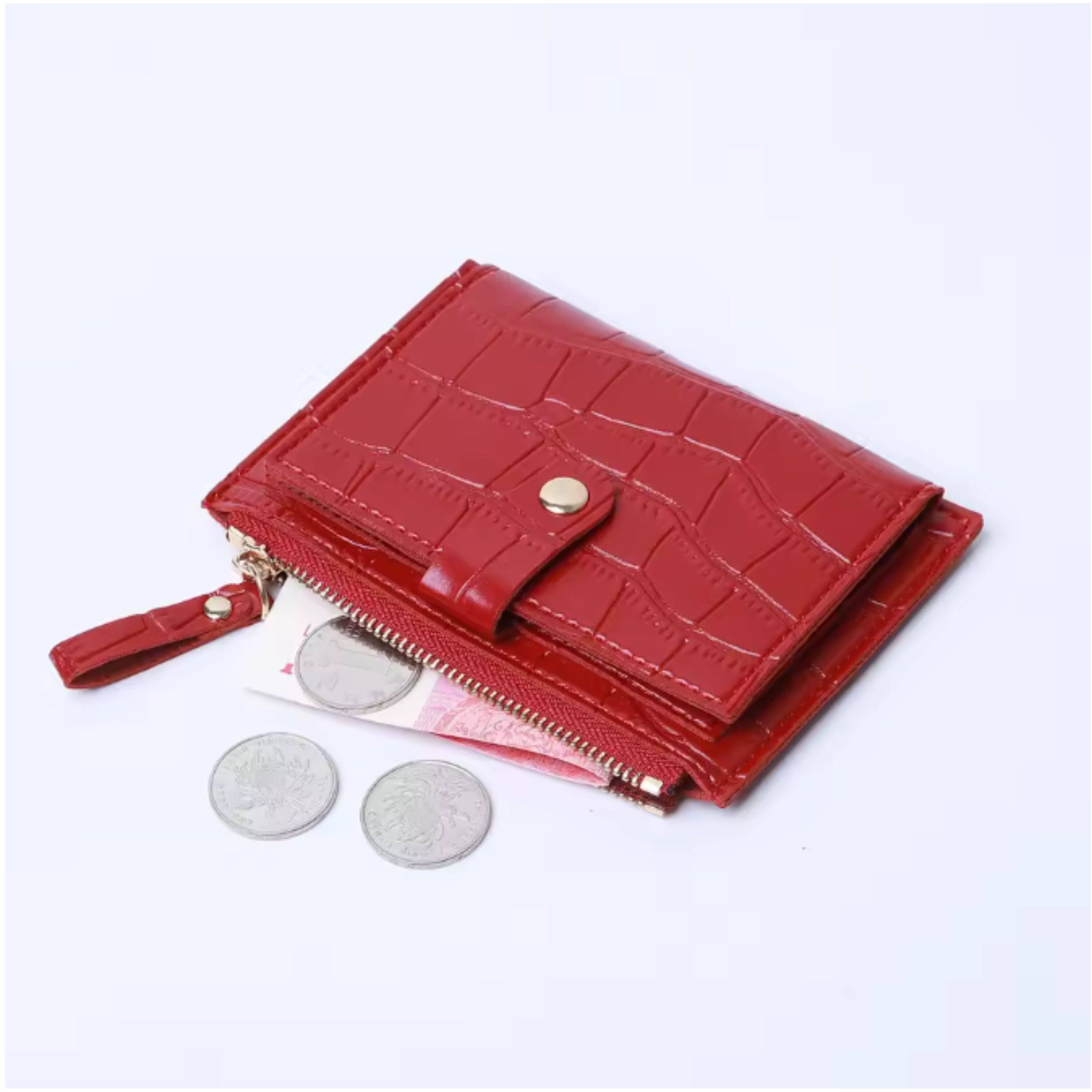 Alt View 1. Kitcheniva - Women's Ultra-Thin Lightweight Crocodile Print Wallet, Brown - Holds Cards, Coins & Cash - Brown.