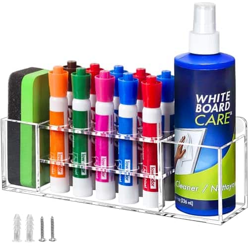 Vulpecula Spade - Magnetic Dry Erase Marker Holder for Whiteboard, Wall Mount Pen Holder for Refrigerator, Clear Pencil Holder for Fridge,