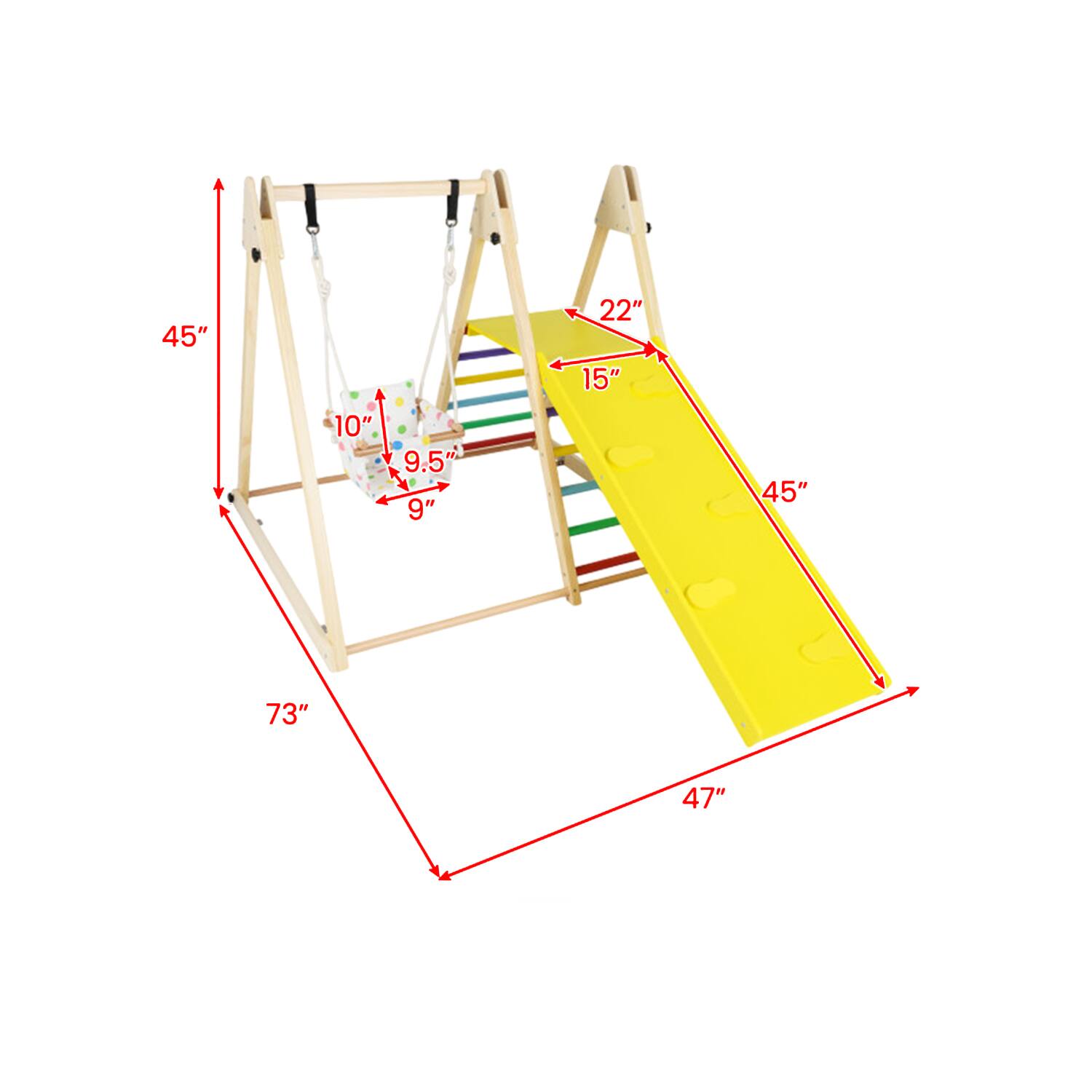 45" 22" 15" 10" 9.5" 9" 45" 73" 47"