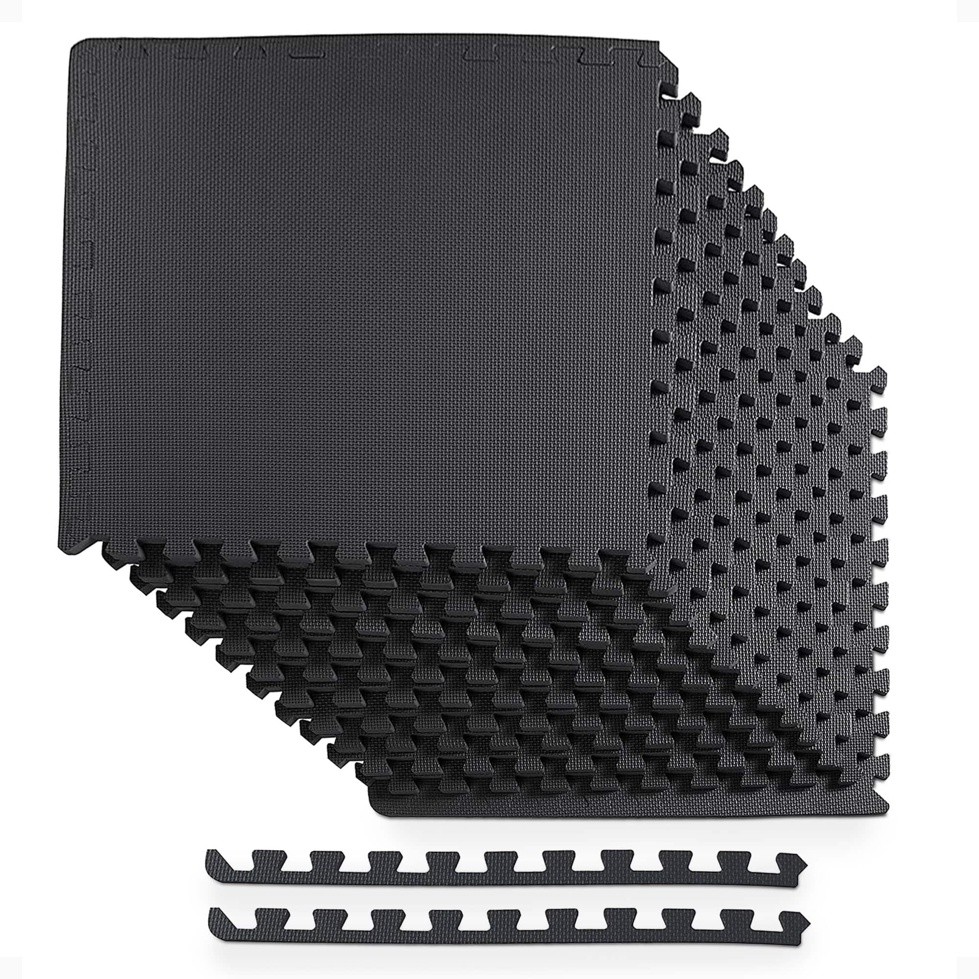 BalanceFrom Fitness - 48 Sq Ft Interlocking EVA Foam Exercise Mat Tiles - Black