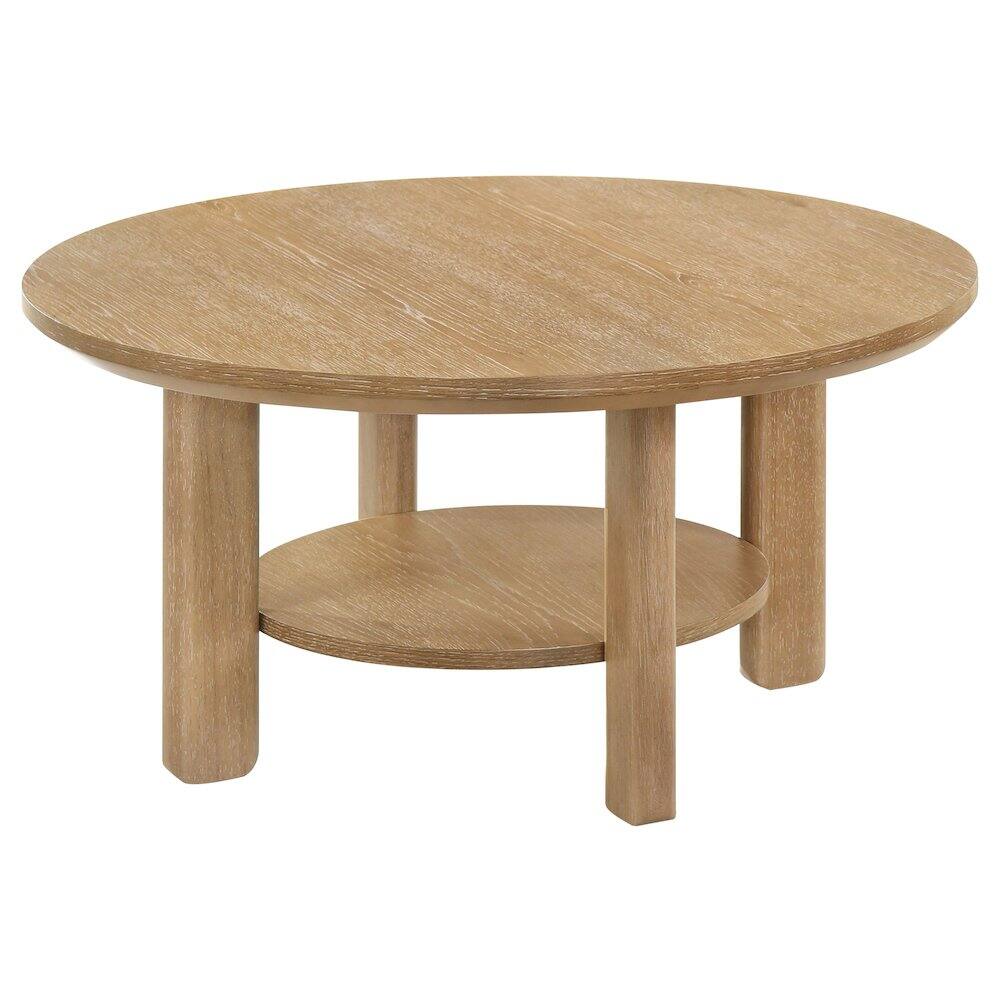 Back. Coaster Co. of America - Ottowa 36-inch Round Wood Cocktail Coffee Table Light Oak - Light Oak.