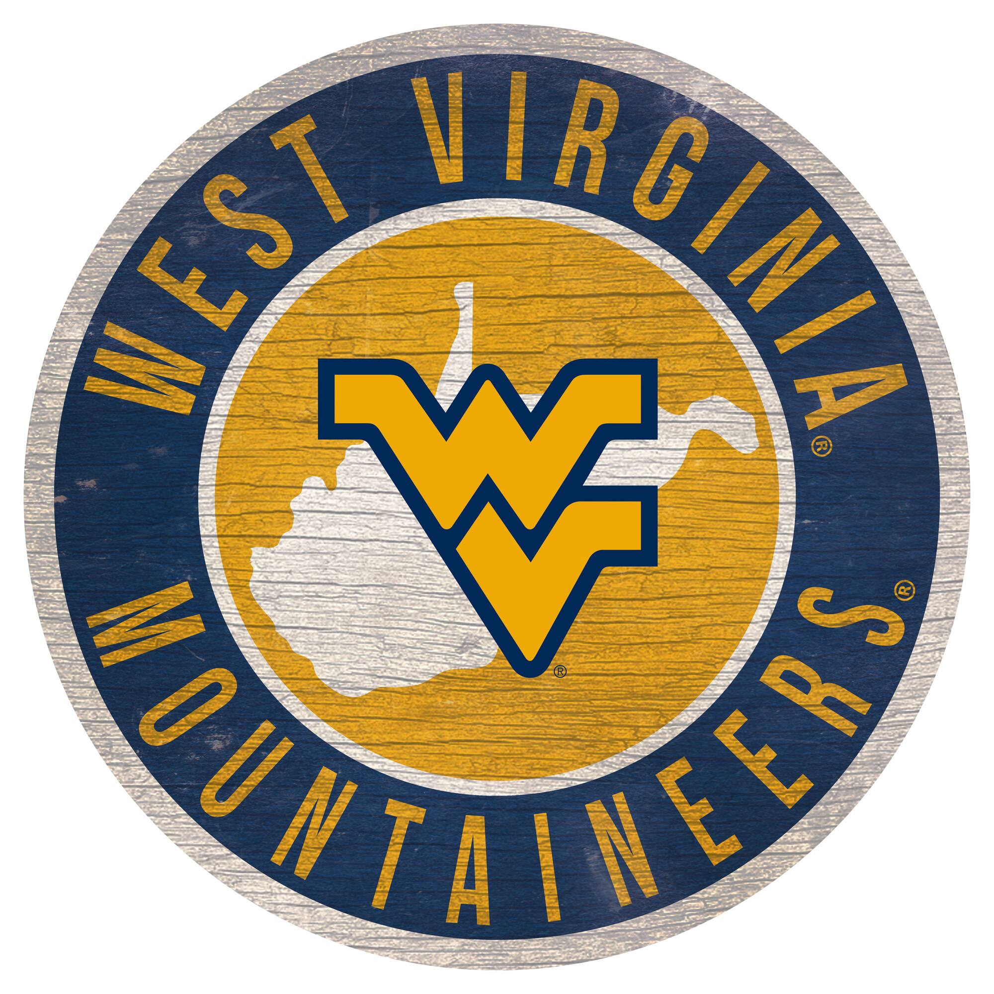 West Virginia Mountaineers 12'' x 12'' State Circle Sign