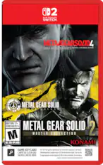 02 NINTENDO SWITCH
METAL GEAR SOLID 4 GUNS OF THE PATRIOTS TACTICAL ESPIONAGE ACTION
TACTICAL ESPIONAGE METAL GEAR SOLID PEACE WALKER
MATURE 17+ JEUNES ADULTES 17+ METAL GEAR SOLID Vol 2 MASTER COLLECTION M ESRB KONAMI
GAME-KEY CARD 45 GB Full game download via internet required. see back. CARTE DE CLE DE JEU Téléchargement complet du jeu (45 Go) via Internet requis. Voir au dos. TARJETA LLAVE DE JUEGO El juego requiere una descarga de 45 GB a través de internet. Ver el reverso. support.nintendo.com/switch2/gamekeycard