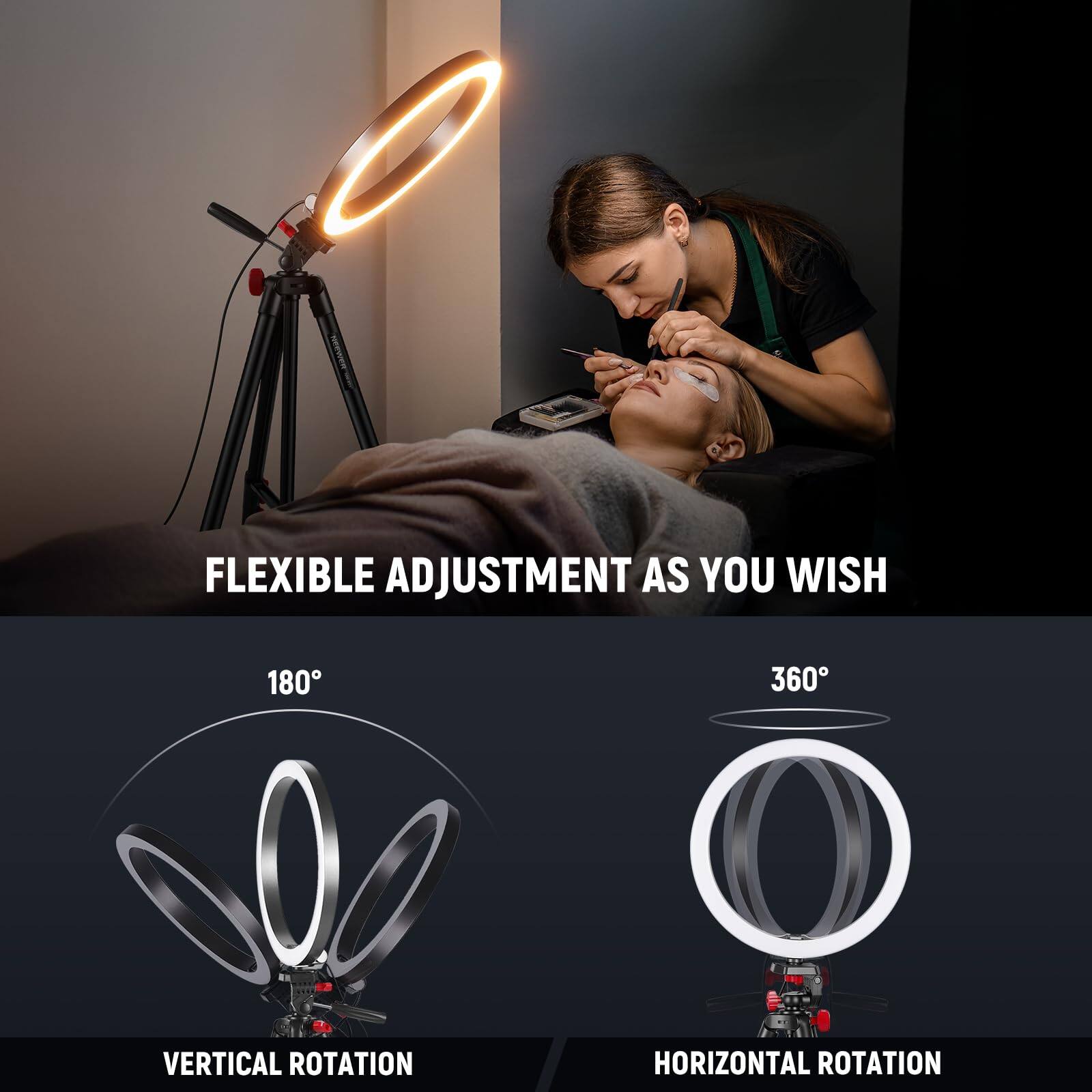 FLEXIBLE ADJUSTMENT AS YOU WISH

180° VERTICAL ROTATION

360° HORIZONTAL ROTATION