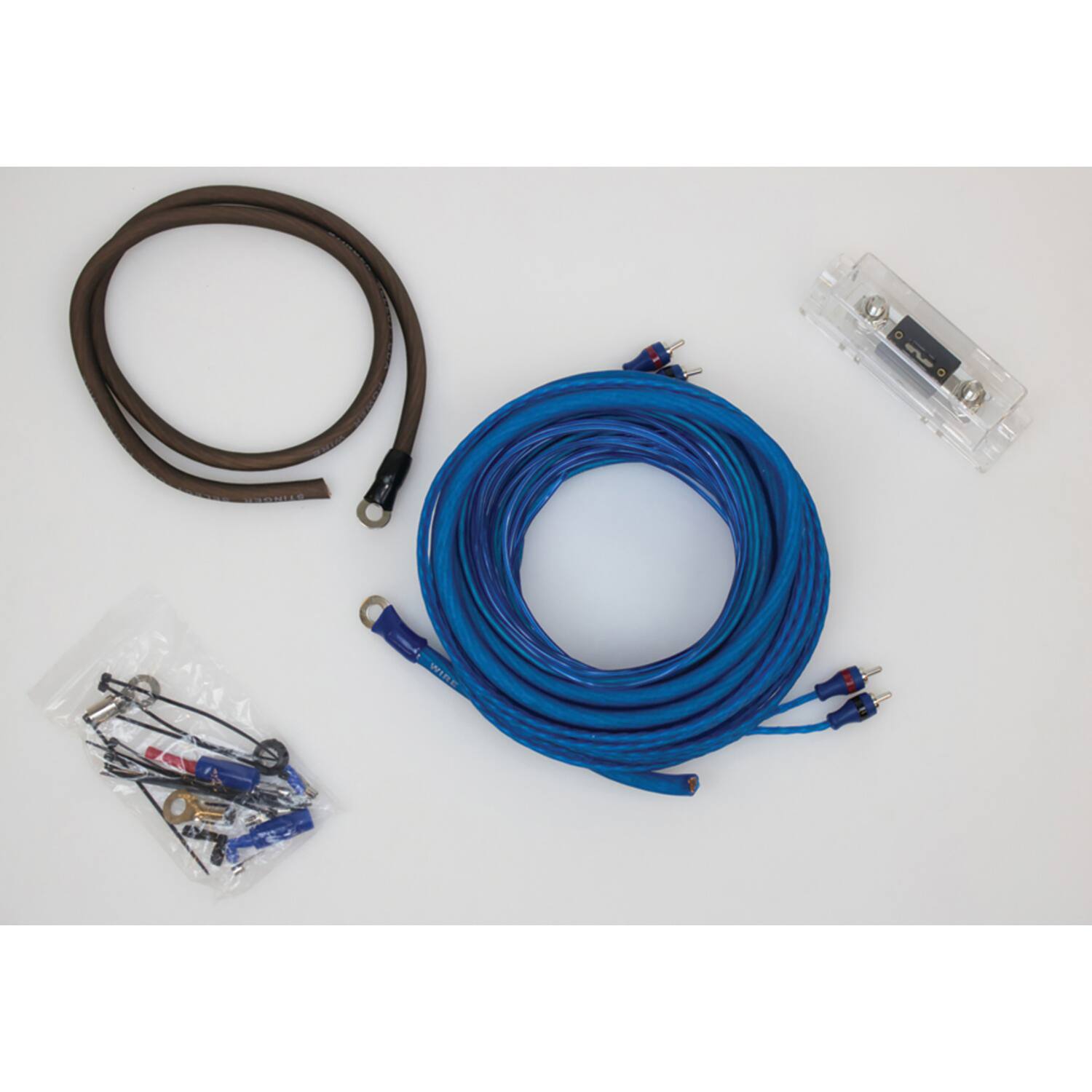 Angle. Stinger - Select Series 8-Gauge 600W Amp Wiring Kit with Ultra-Flexible Copper-Clad Aluminum Cables - Blue.