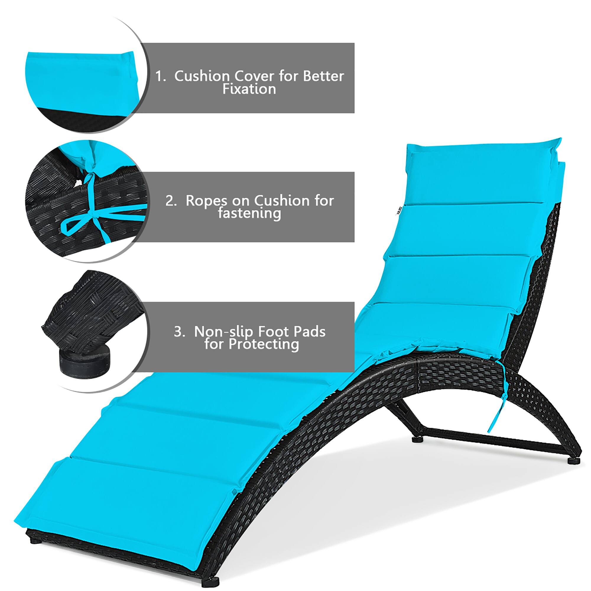 1. Cushion Cover for Better Fixation
2. Ropes on Cushion for Fastening
3. Non-slip Foot Pads for Protecting