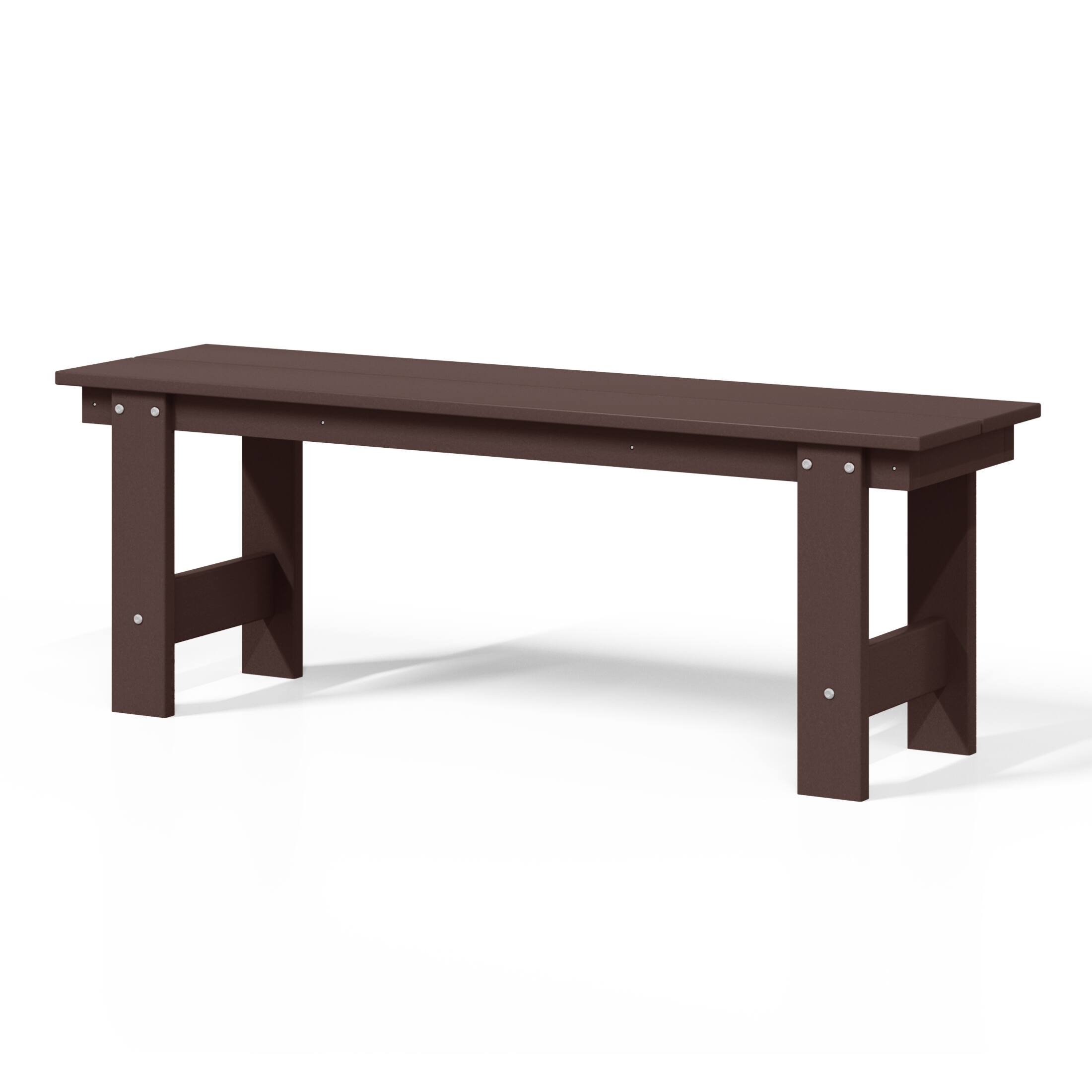 Back. WestinTrends - WestinTrends Ashore Outdoor HDPE 48" Modern Backless Patio Bench - Dark Brown.