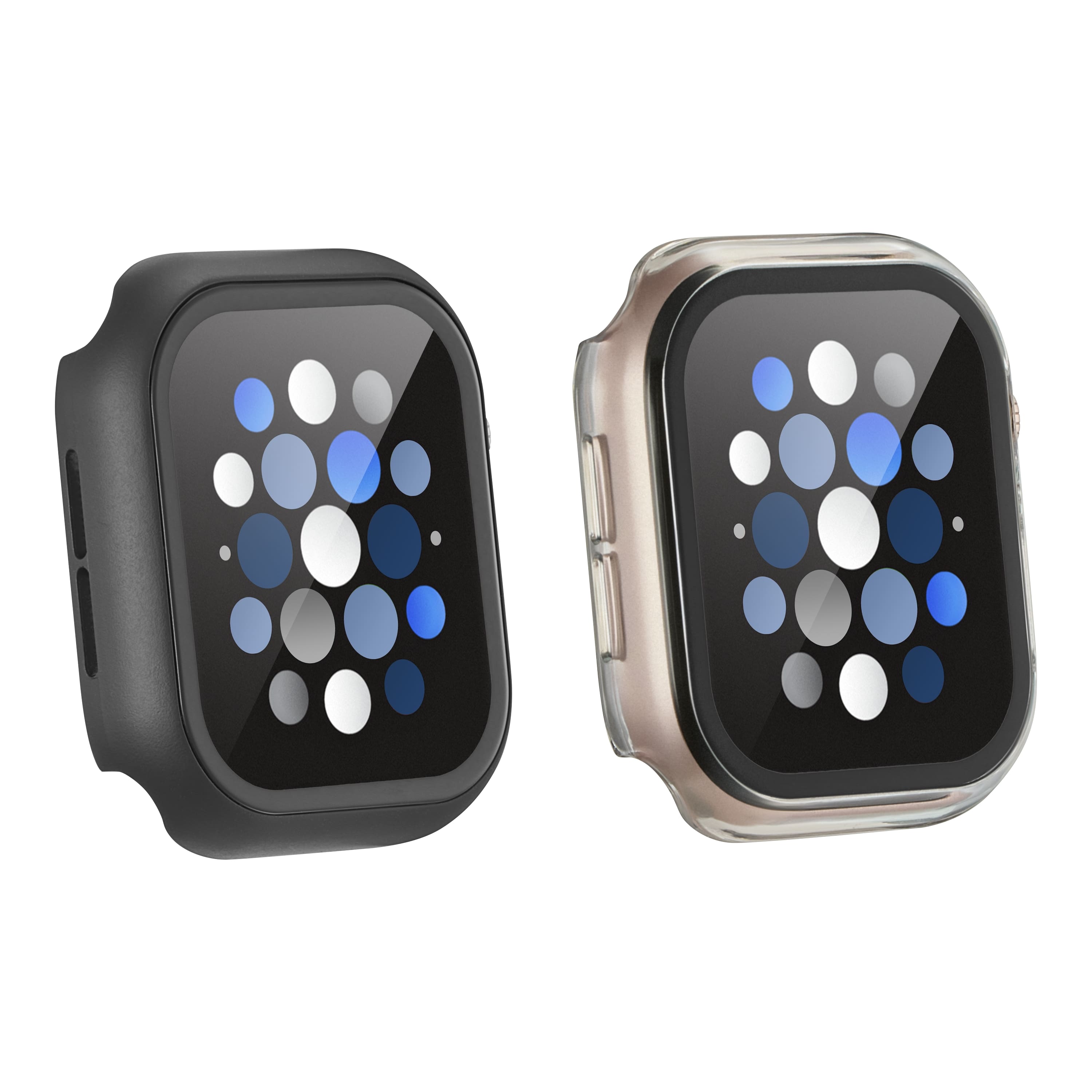 Insignia™ - Bumper with Glass Screen Protector for Apple Watch 42mm - Black and Clear