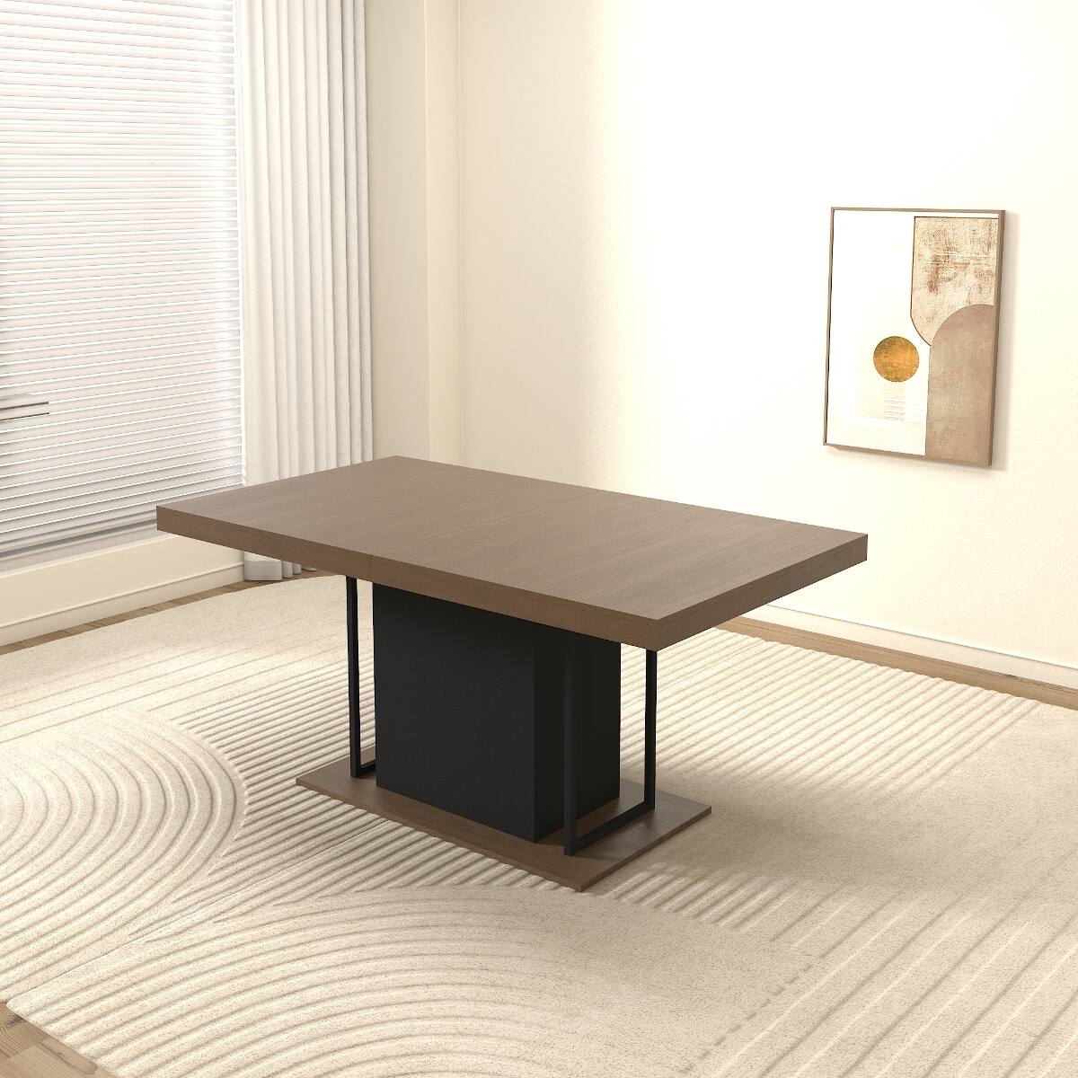 Alt View 4. Loheer - Loheer Extendable Dining Table, Rectangular Aged Wood Look, Seats Six to Ten, 63 to 79 Inches - Black Brown.