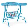 Costway - 2-Seater Toddler Porch Swing Chair with Metal Stand Adjustable Canopy Safety Belts - Navy
