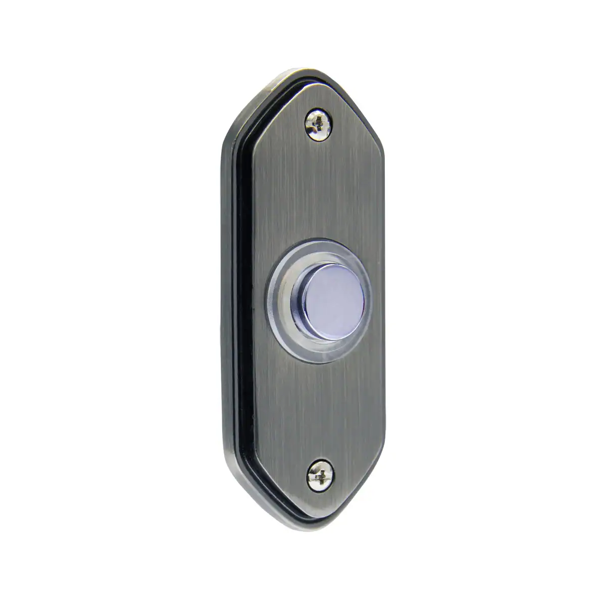 Front. IQ America - IQ America Wired Pewter Contemporary Lighted Pushbutton Doorbell - Pewter.