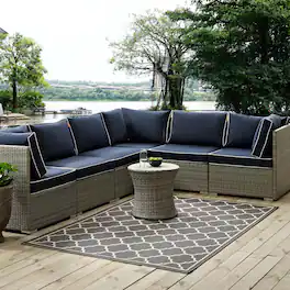 Modway - Avena Moroccan Quatrefoil Trellis Indoor and Outdoor Area Rug - Gray and Beige