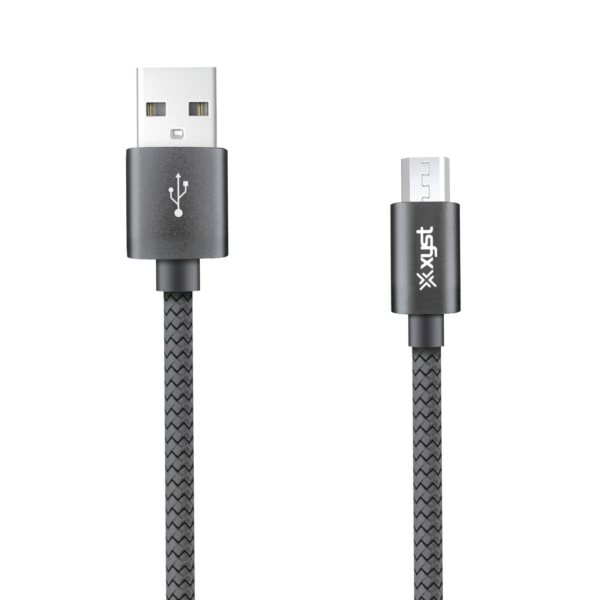 Alt View 5. Xyst - Charge and Sync USB to Micro USB Braided Cable 10Ft - Black.