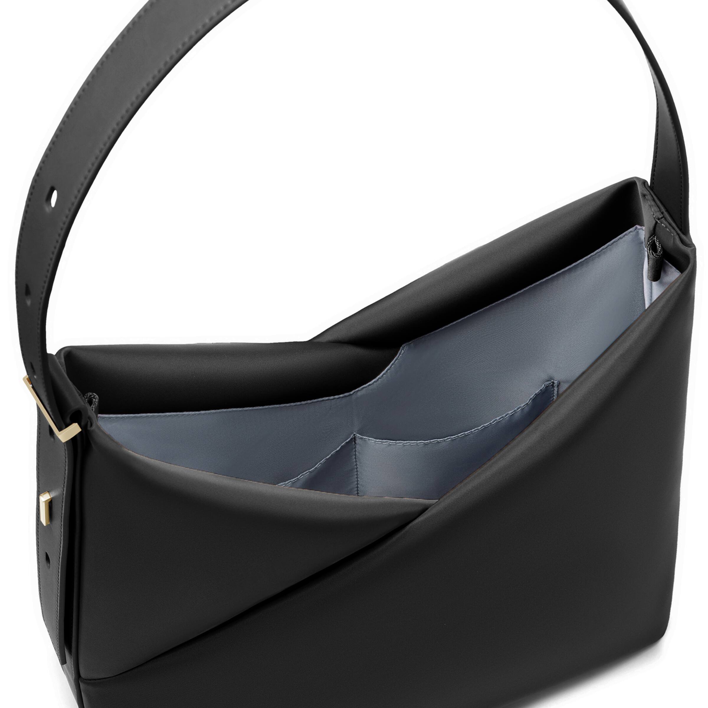 Alt View 2. Lux & Nyx - Lux & Nyx - Origami 15" Laptop Hobo Bag - Convertible Shoulder Bag - Black.