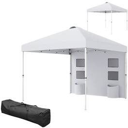 Outsunny - x 10' Pop Up Canopy Tent w/ Sidewall - White