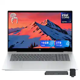 HP - OmniBook X 17.3" TouchScreen Laptop,Intel Ultra 7 256V,16GB RAM,2TB SSD+1TB Dock Set,Backlit Keyboard,Win 11 - Silver