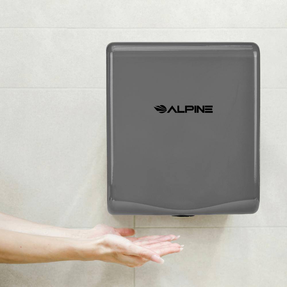 Angle. Alpine Industries - Willow Commercial High Speed Automatic 120V Electric Hand Dryer - Gray.