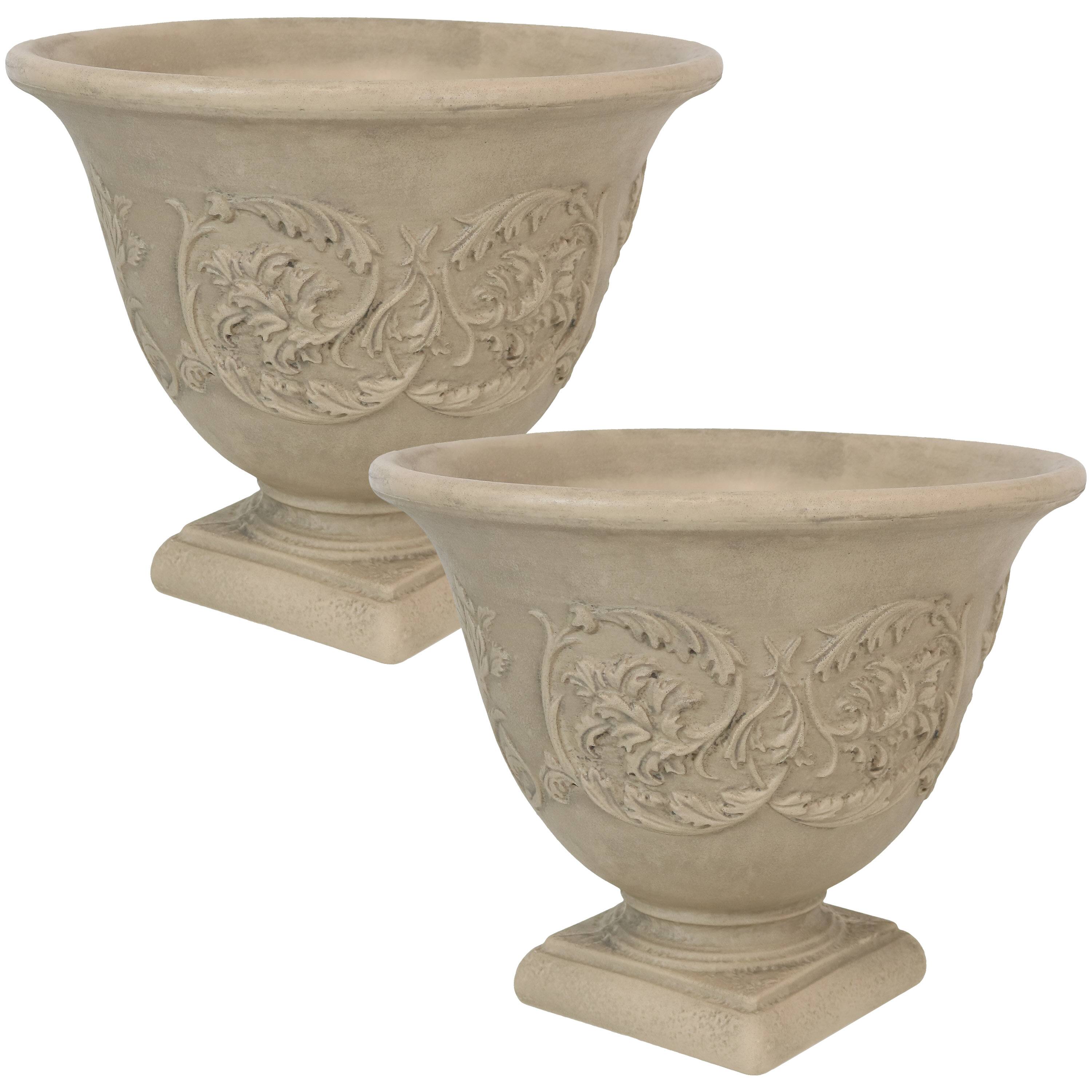 Sunnydaze - 13 in Darcy Dual-Wall Polyresin Planter - Set of 2 - Beige price history on PriceWatchPro