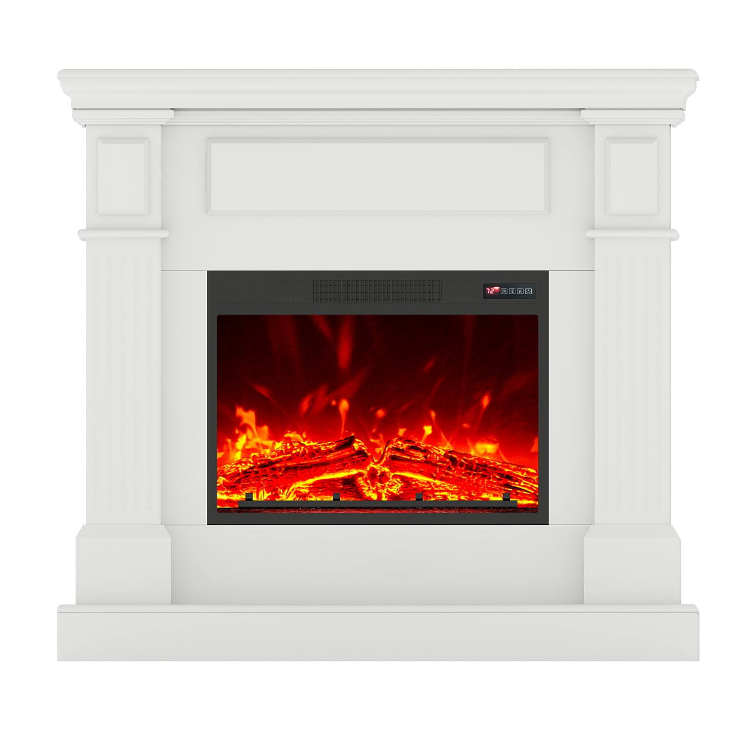 Back. Fehokinch - 43" White Electric Fireplace Mantel with Realistic 3D Flames, Remote Control & 1500W Heater - White.