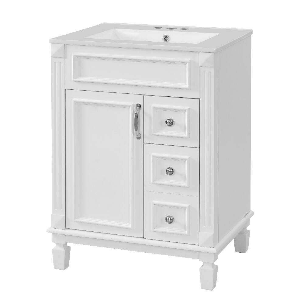 Alt View 8. Loheer - Loheer 24 inch bathroom vanity with sink White Small Bathroom Sink Cabinet Solid Wood Frame - White.