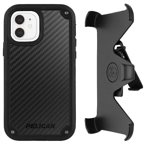 Front. Pelican - Pelican Kevlar Shield Black Case + Holster - iPhone 12 mini - Black.