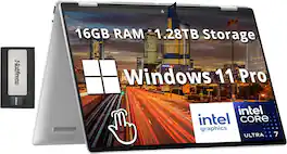 HP - Envy x360 2-in-1 16" Touchscreen Laptop,Intel Ultra 7 155U,16GB,1TB SSD, Win 11 Pro, ,256GB Docking Station Set - Silver