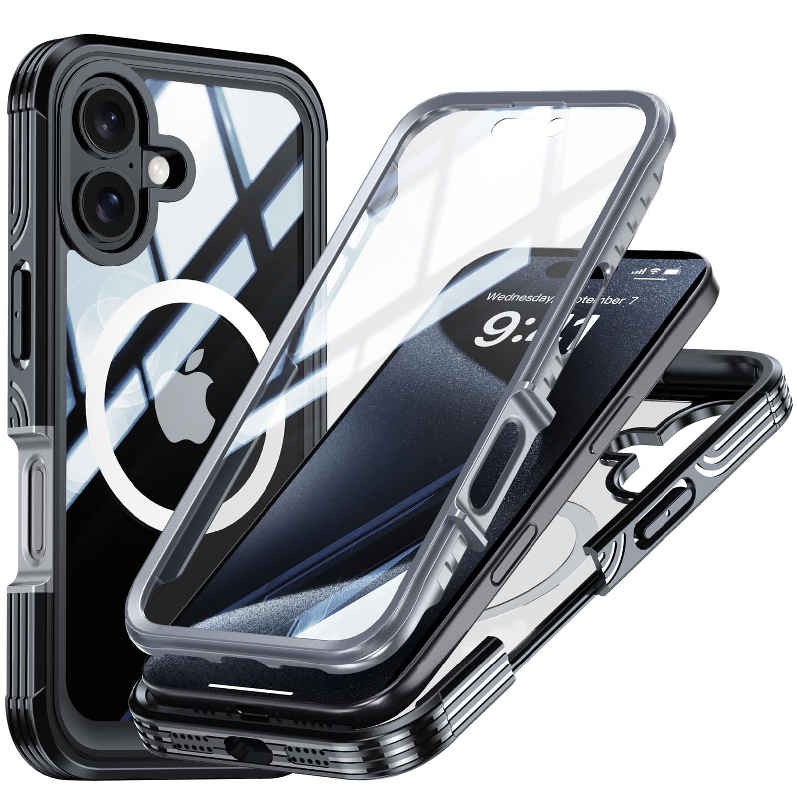UUCOVER - Full Body Case for iPhone 16 Plus,Shockproof TPU+PC Built-in with Screen Protector Compatible with MagSafe Cover - Black price history on PriceWatchPro