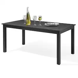 Crestlive Products - 63in Large Patio Aluminum Rectangle Extendable Outdoor Dining Table 35.43inWx63inL - Black