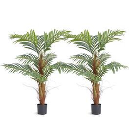 VEVOR - Artificial Palm Tree, 4 FT Tall Faux Plant, Secure PE Material & Anti-Tip Tilt Protection Low-Maintenance Plant - Green