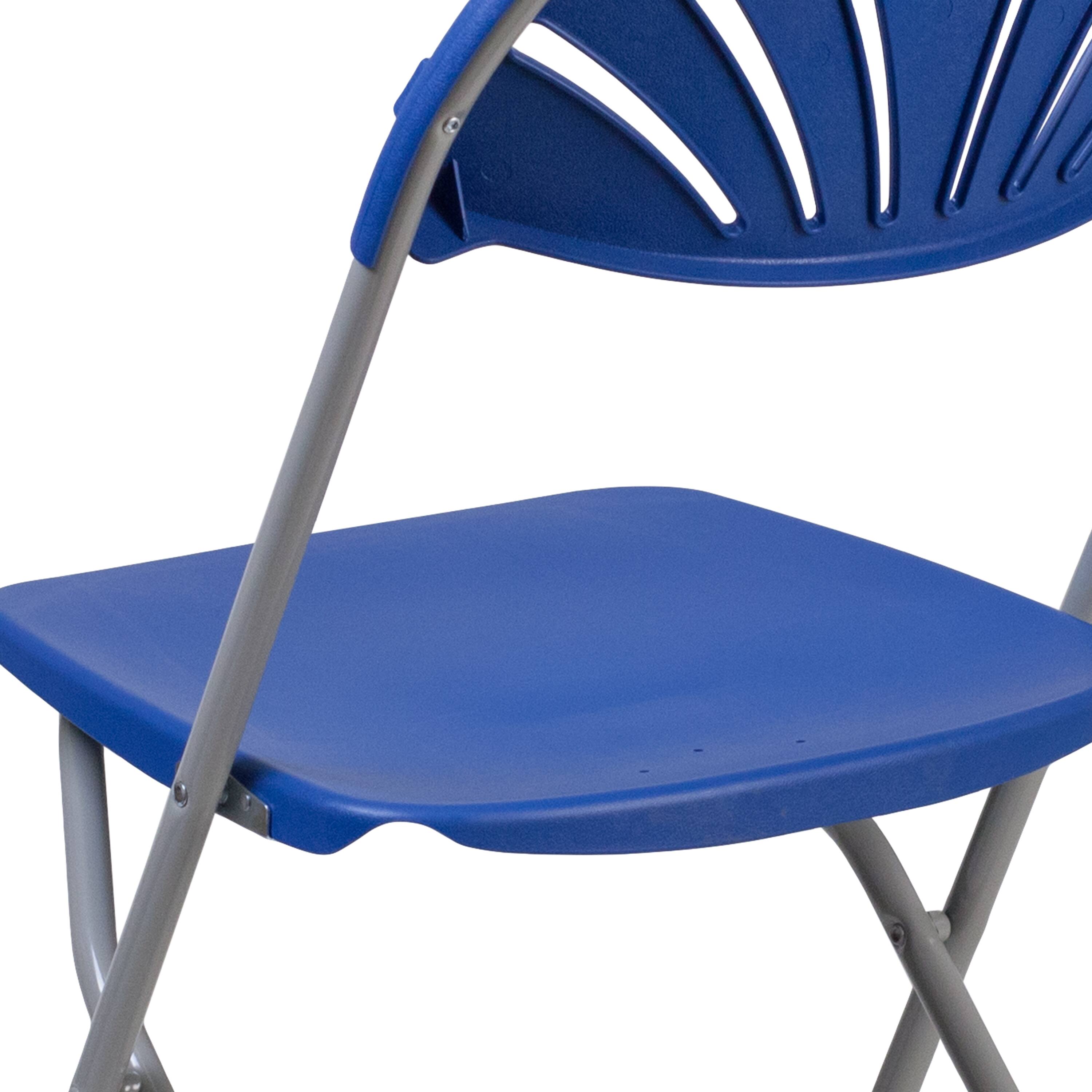 Alt View 9. Emma + Oliver - 8 Pack Wedding/Event Stackable Fan Back Plastic Folding Chair - Blue.