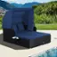 Alt View 1. Costway - Patio Rattan Daybed Lounge Retractable Top Canopy Side Tables Cushions - Navy.