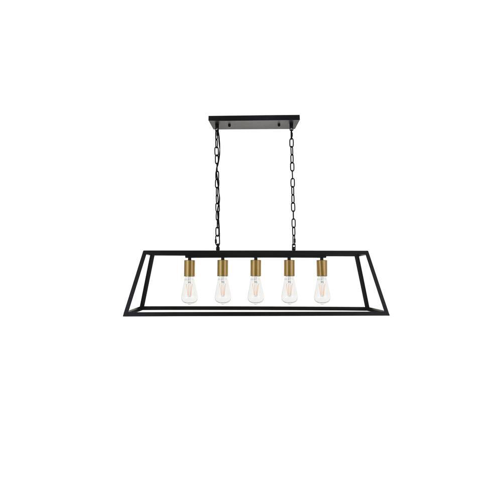 Alt View 7. Living District - Resolute 5 light brass and black Pendant - Brass And Black.