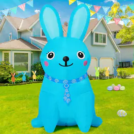 GOOSH Inflatables - GOOSH 5FT Easter Inflatables Bunny Rabbit with LED Lights - Blue