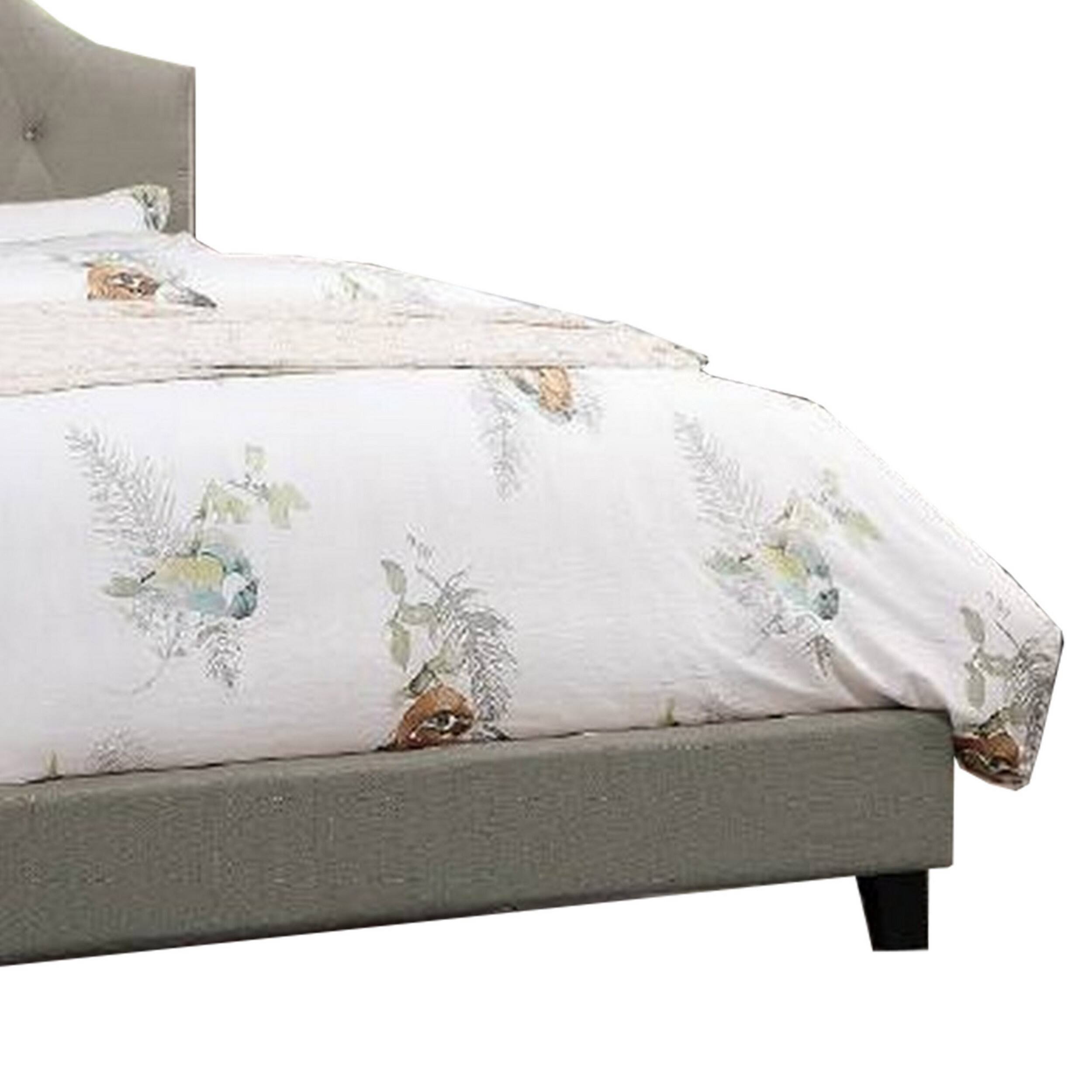 Alt View 2. Manhattan Lane - Eni Upholstered Full Size Bed, Tufted Adjustable Headboard, Gray Fabric - Gray.
