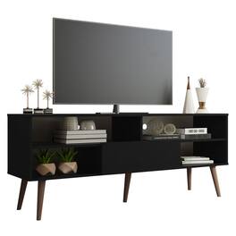 Madesa - TV Stand with 1 Door and 4 Shelves 59"L Cable Management Media Storage - Black