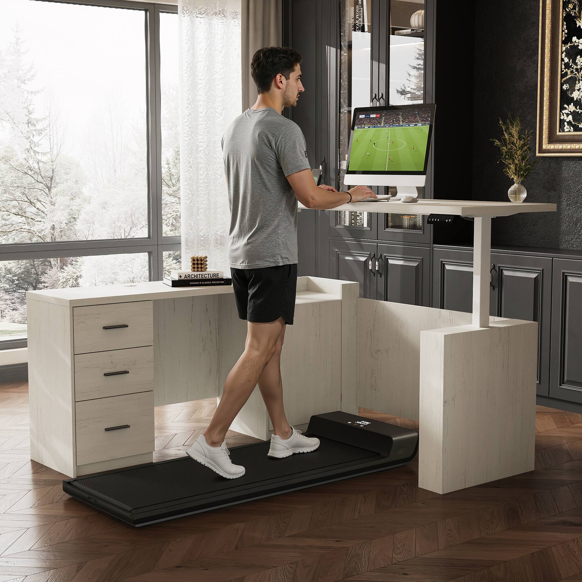 Alt View 2. Famapy - L-Shaped Electric Standing Desk with 4 Memory Presets–63" Dual-Surface Workstation for Home Office, Gaming - White.