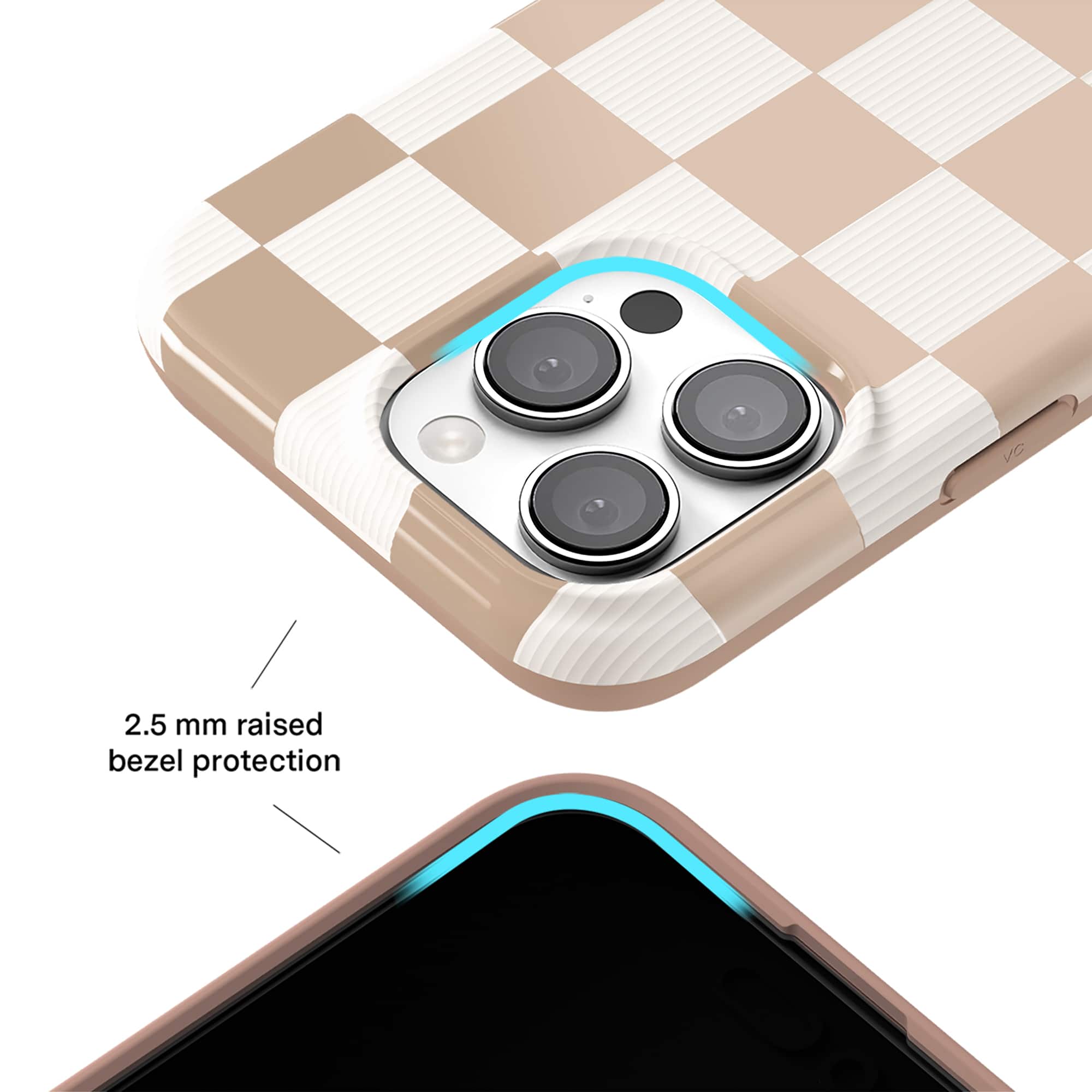 2.5 mm raised bezel protection