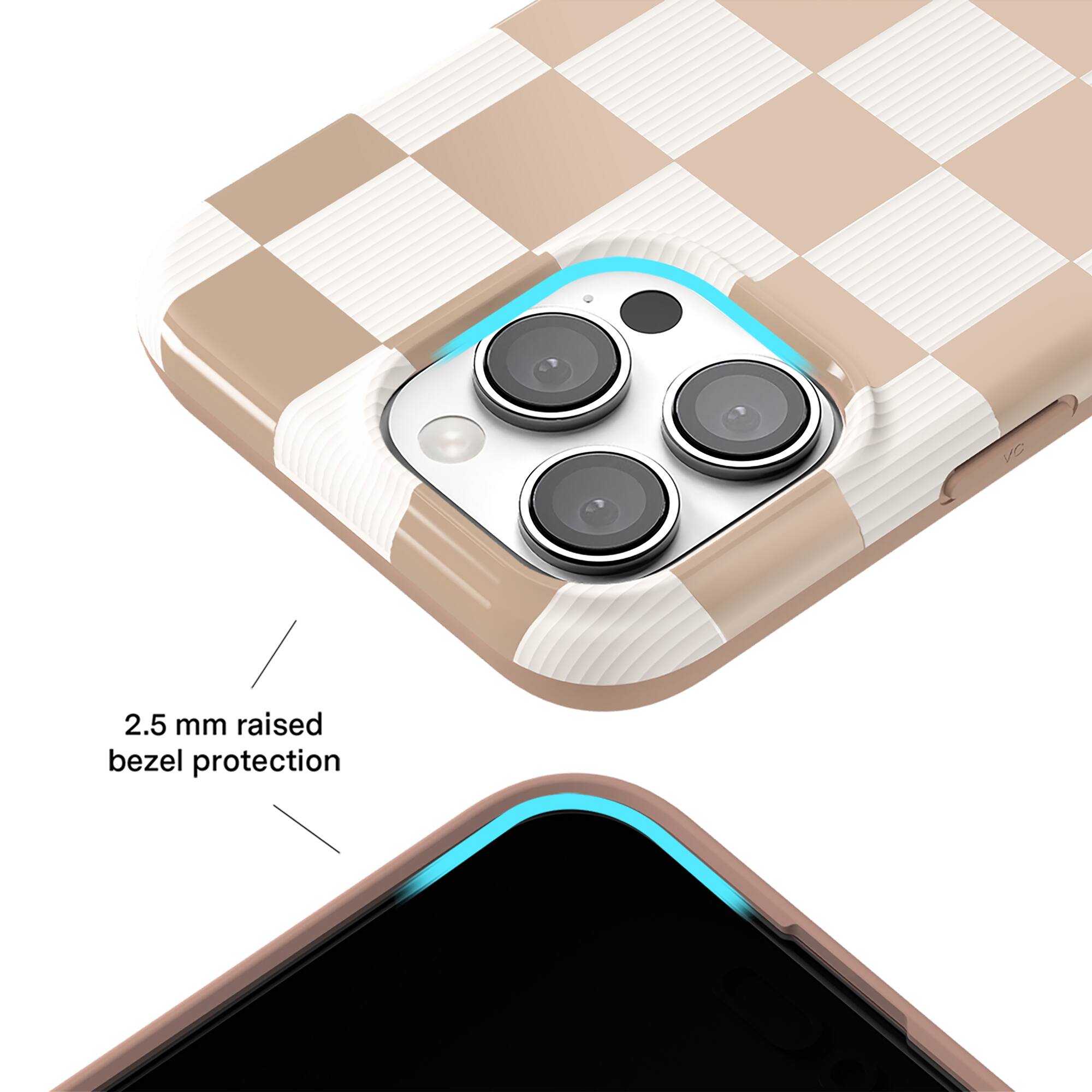 2.5 mm raised bezel protection