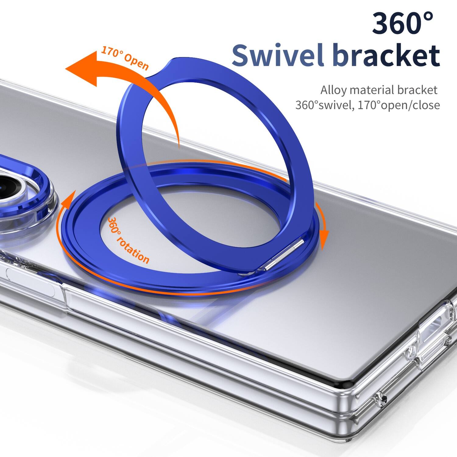 360° Swivel bracket  
Alloy material bracket  
360° swivel, 170° open/close  
170° Open  
360° rotation