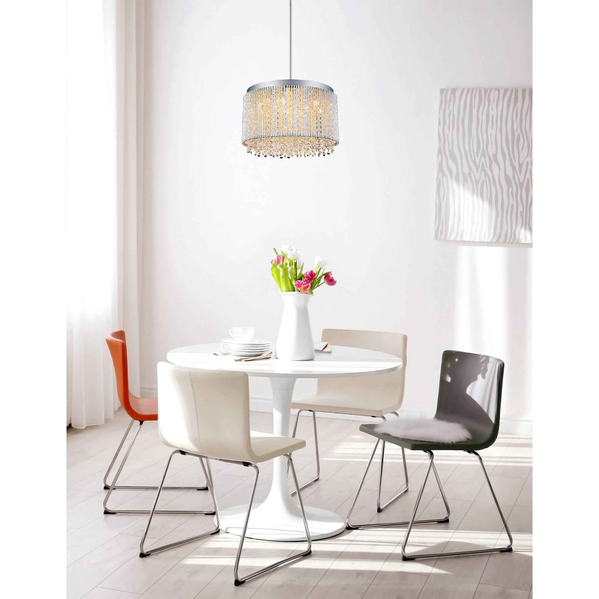 Alt View 3. CWI Lighting - Claire 14 Light Drum Shade Chandelier With Chrome Finish - Chrome.