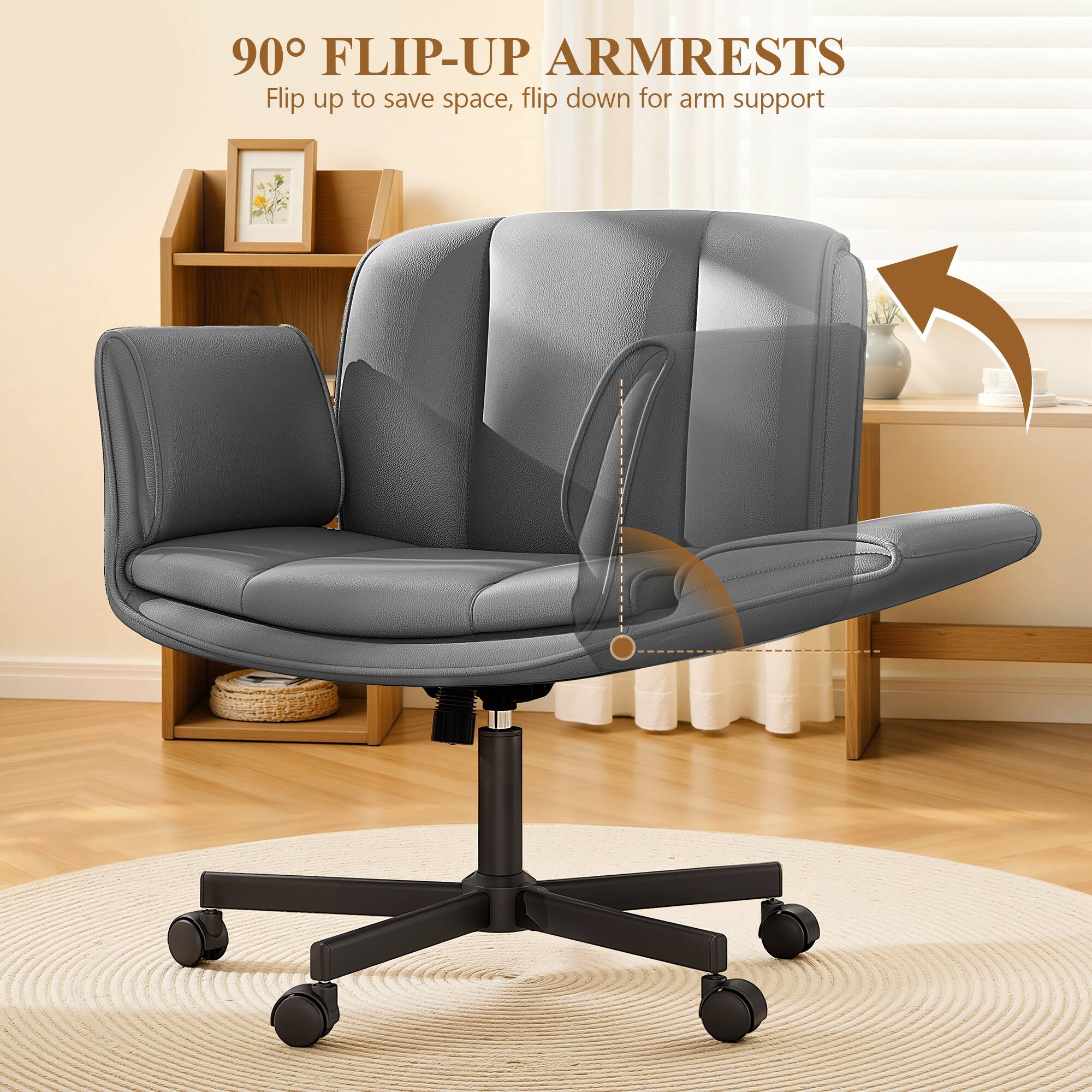 90° FLIP-UP ARMRESTS  
Flip up to save space, flip down for arm support