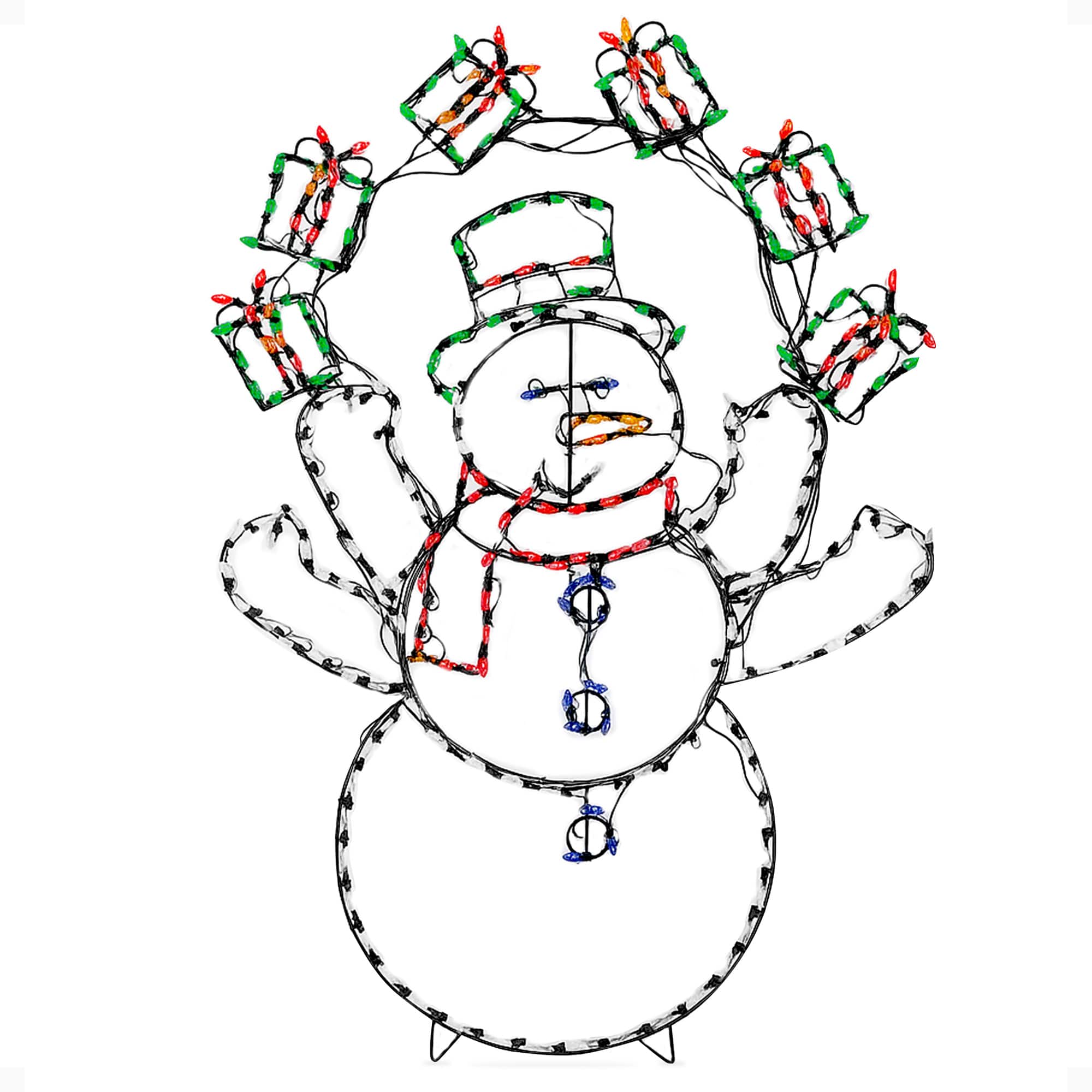 ProductWorks - 60" Pro-Line LED Animation Juggling Snowman Christmas Yard Decor - Multicolored