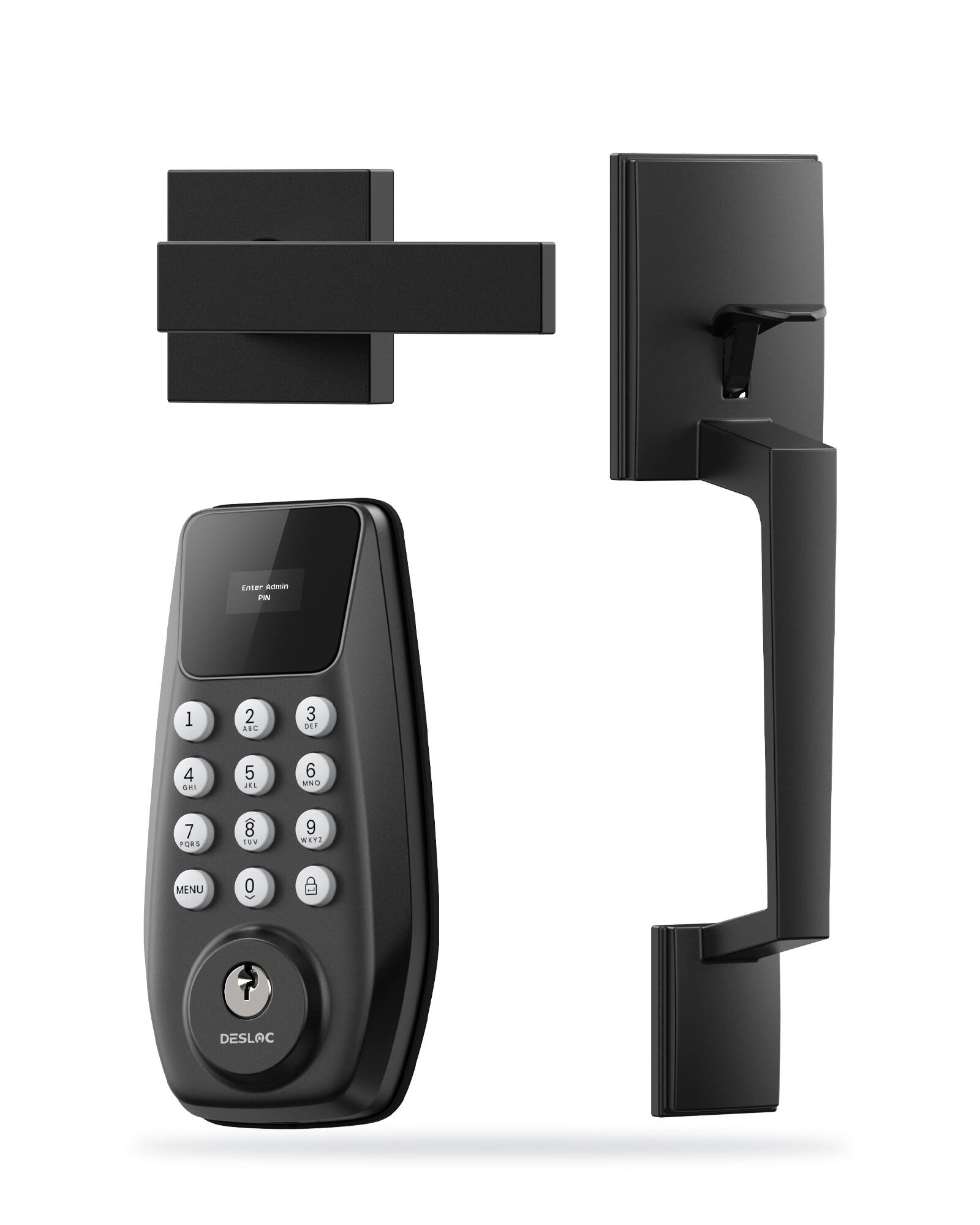 DESLOC - C100 Smart Door Lock with Visible Display, Smart Keypad Deadbolt with Handle for Front Door - Black